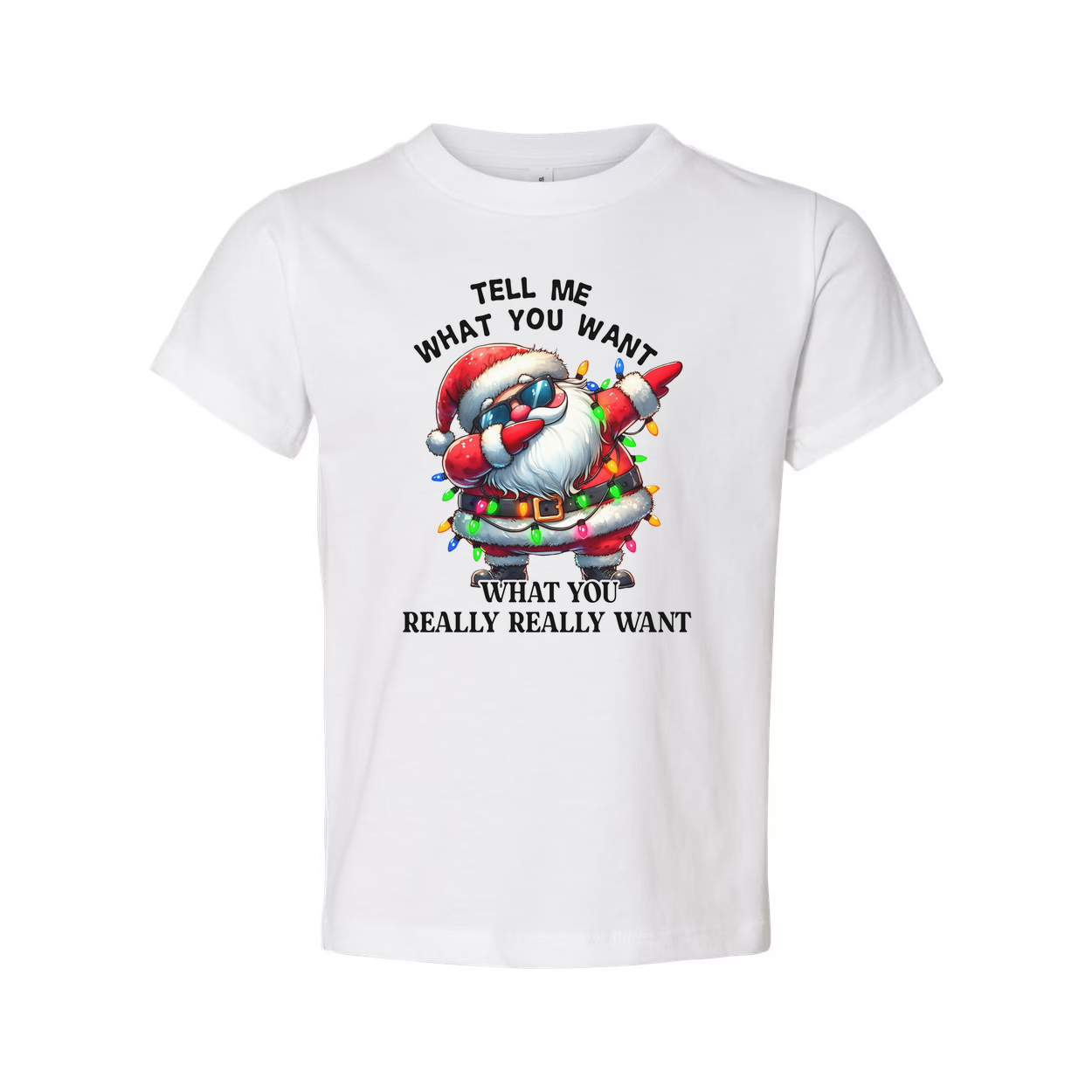 Unisex Santa Claus Christmas T Shirt With Colorful Christmas Lights Graphic Tee For Holidays