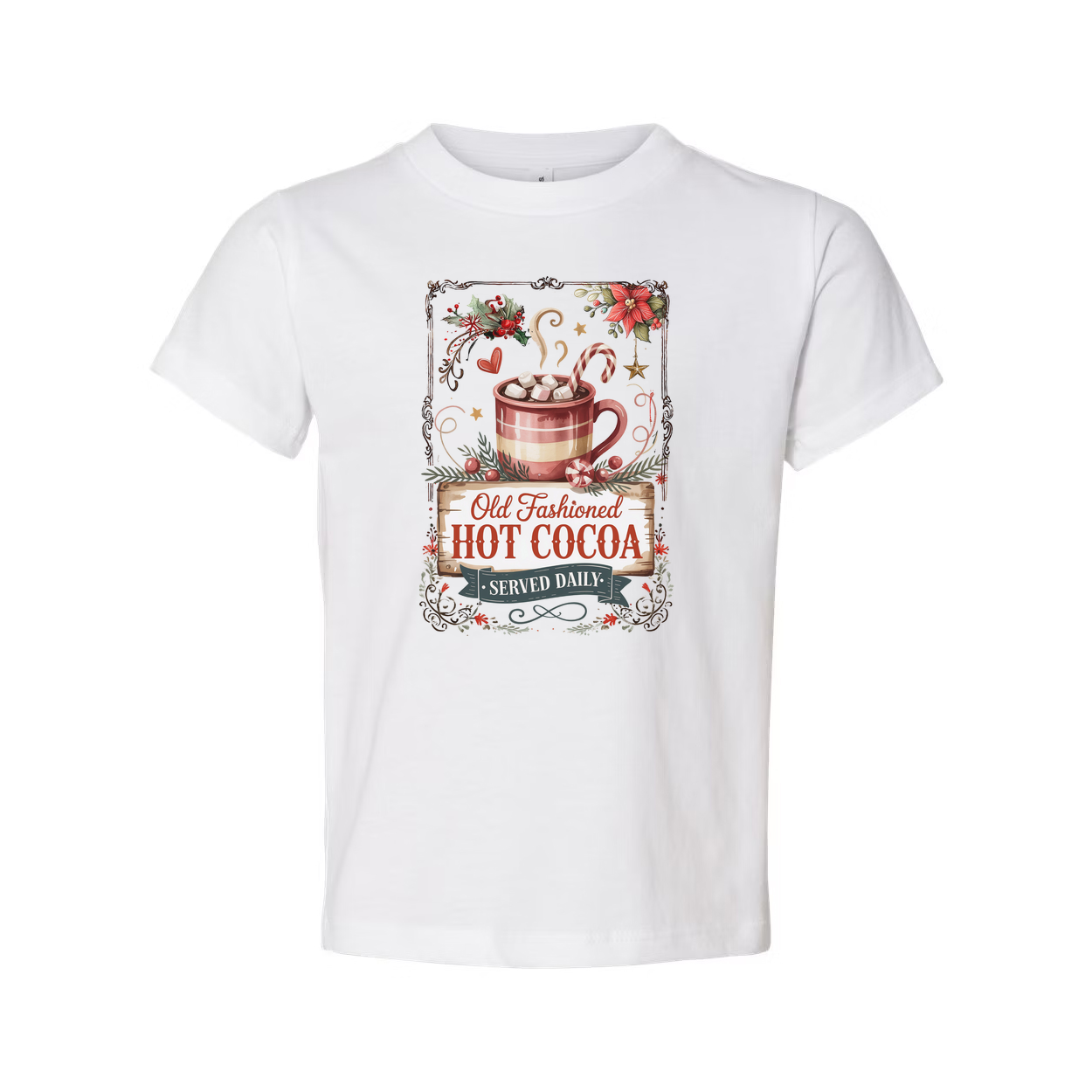 Unisex Old Fashioned Hot Cocoa Graphic T Shirt With Vintage Cup Design And Seasonal Holiday Style