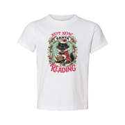 Not Now Santa I Am Reading Cat Graphic Christmas T Shirt Unisex Holiday Gift Tee