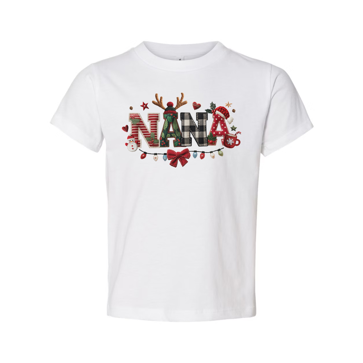 Nana Christmas Graphic T Shirt Unisex With Festive Lettering And Holiday Icons Motif