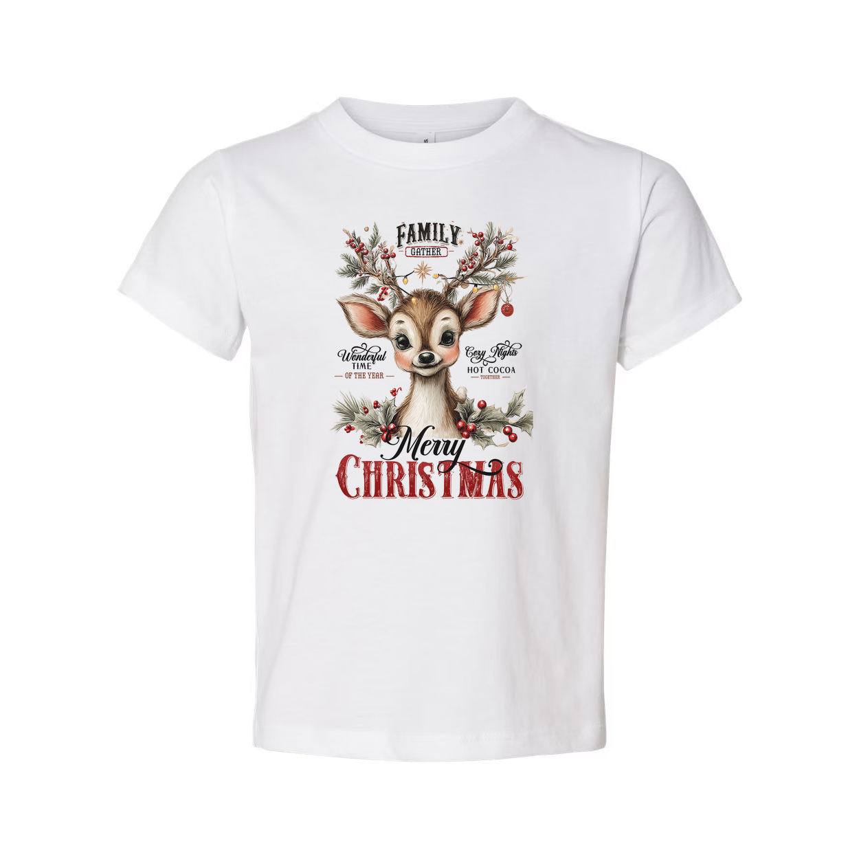 Unisex Merry Christmas Graphic T Shirt Featuring Cute Reindeer Holiday Illustration