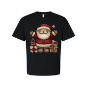 Santa Claus Christmas T Shirt For Unisex Wear With Gift Boxes Design Colorful Artwork