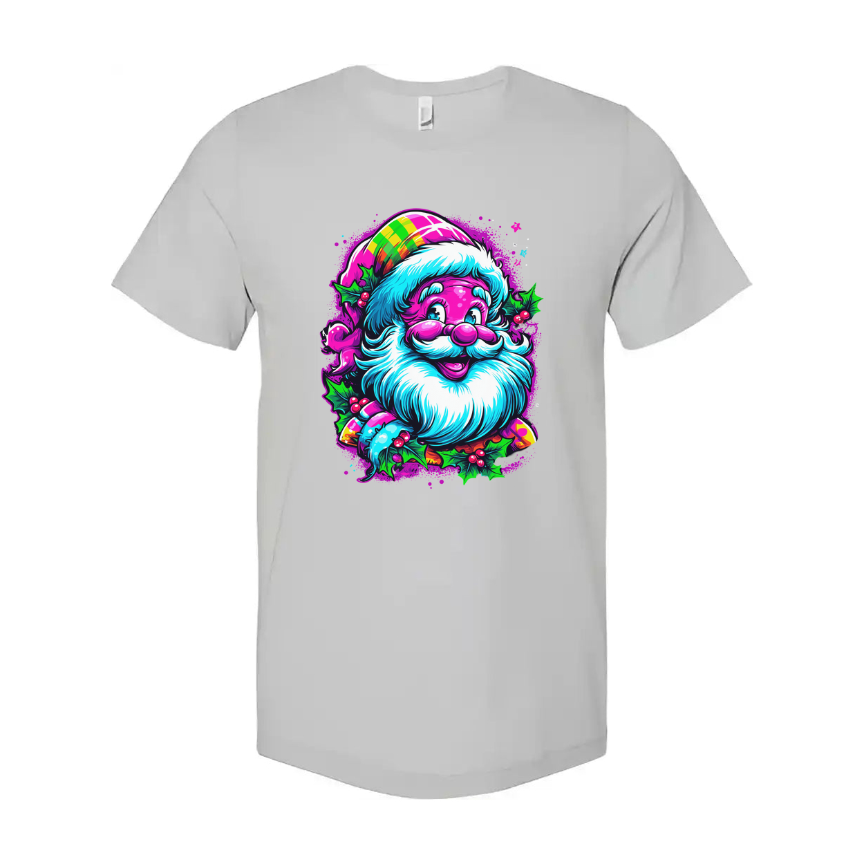 Colorful Santa Christmas Graphic T Shirt For Unisex
