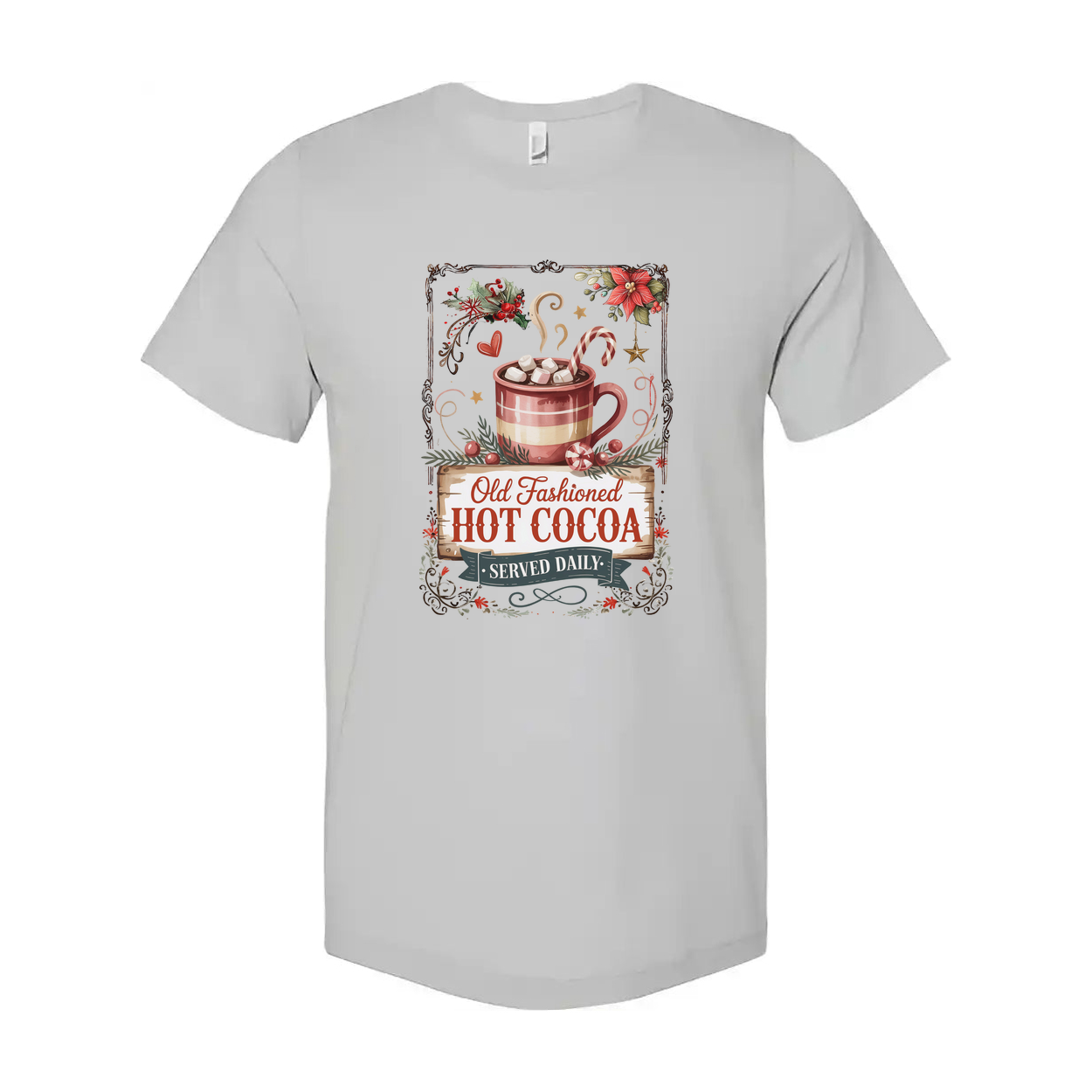 Unisex Old Fashioned Hot Cocoa Graphic T Shirt With Vintage Cup Design And Seasonal Holiday Style