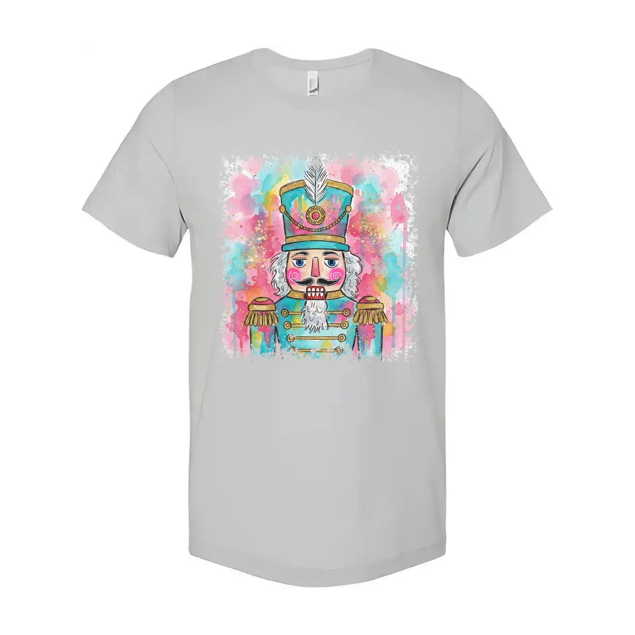 Colorful Watercolor Nutcracker Soldier Graphic T Shirt For Unisex Christmas Celebration