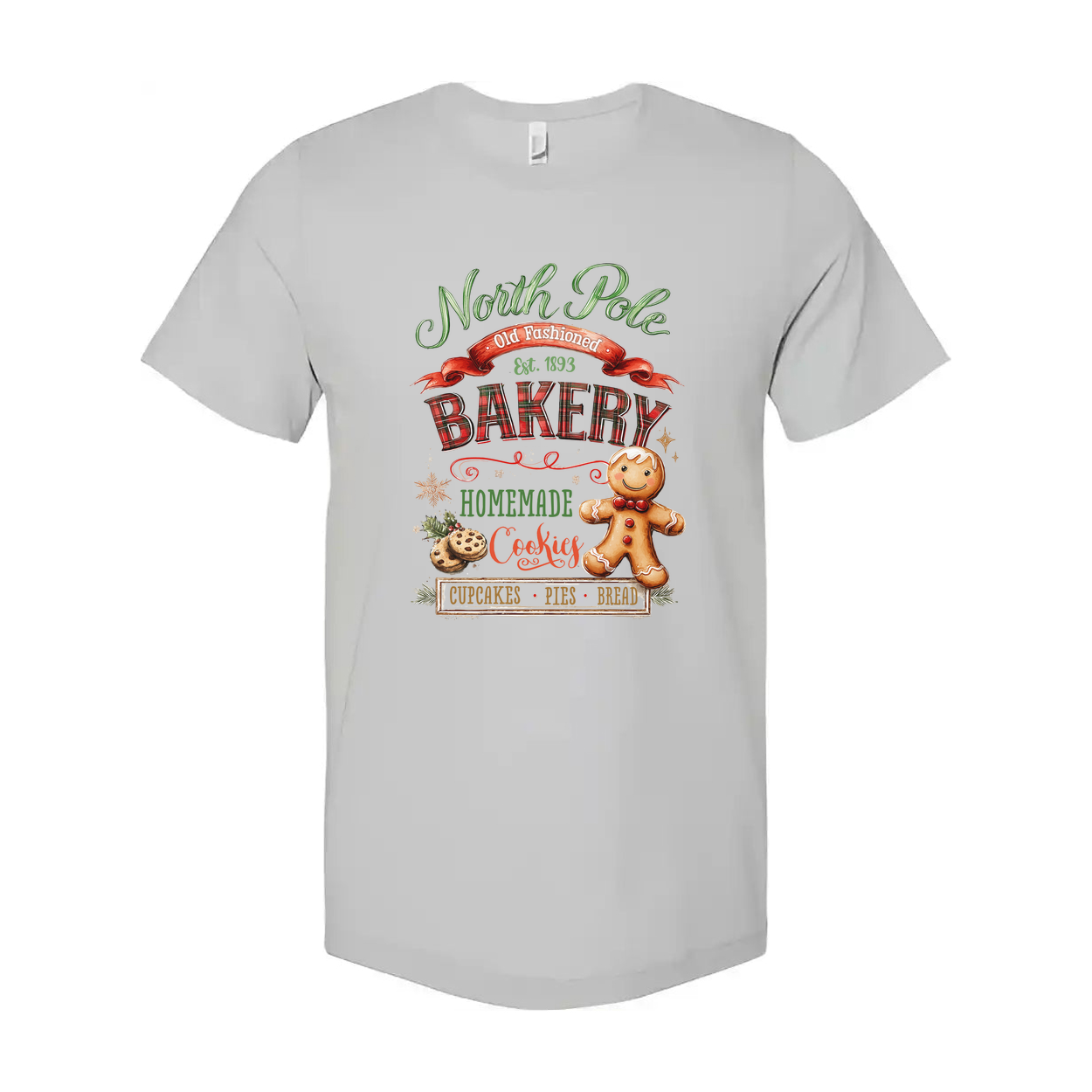 North Pole Bakery Christmas Tee With Homemade Cookies And A Fun Gingerbread Man Delight