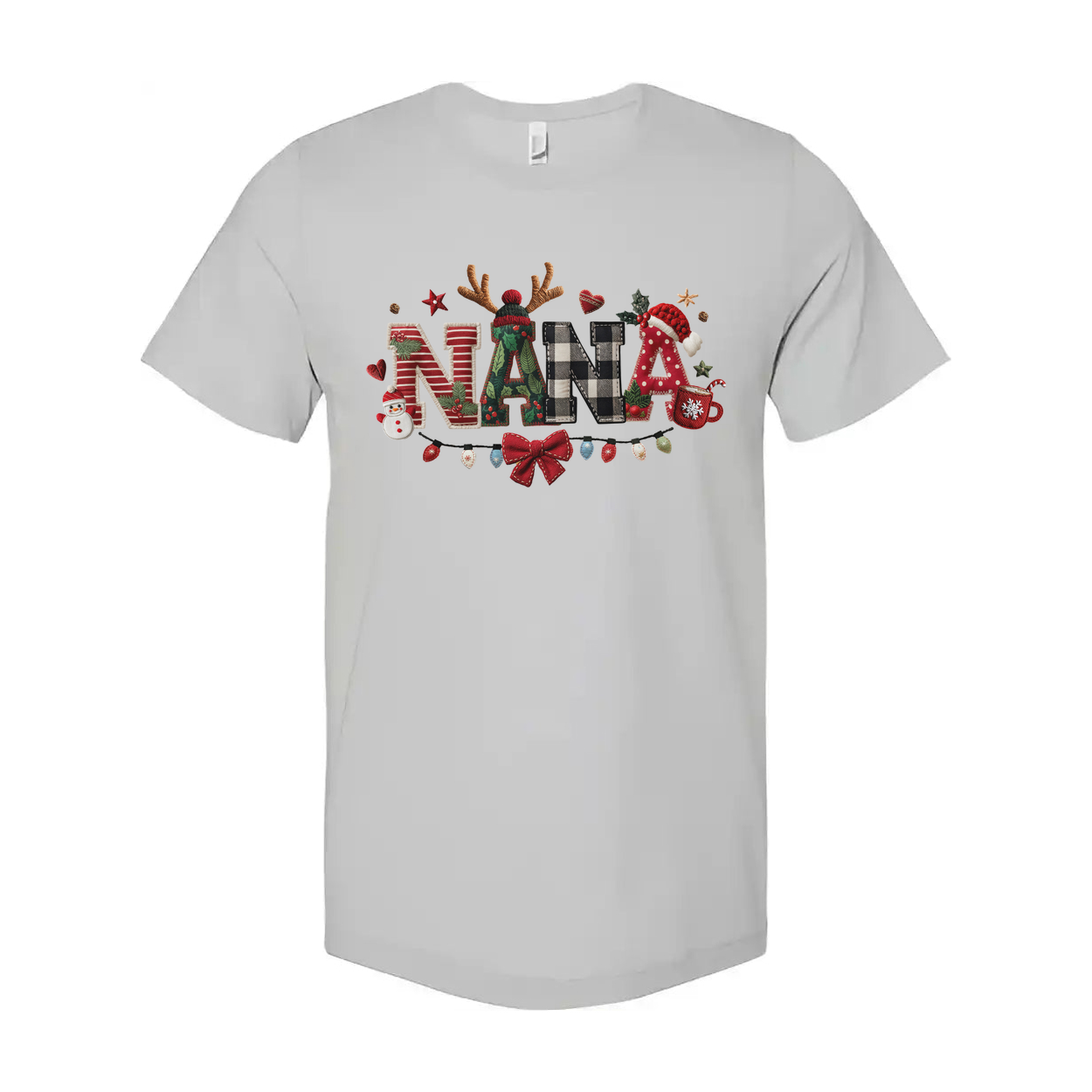 Nana Christmas Graphic T Shirt Unisex With Festive Lettering And Holiday Icons Motif