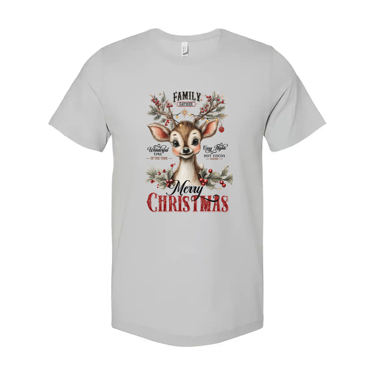 Unisex Merry Christmas Graphic T Shirt Featuring Cute Reindeer Holiday Illustration