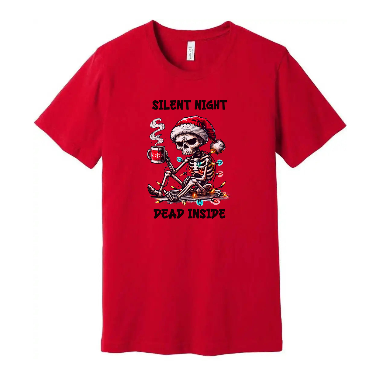 Silent Night Dead Inside Skeleton Santa Graphic T Shirt For Unisex Christmas Holiday