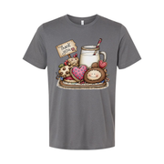 Unisex Graphic T Shirt With Milk And Cookies Illustration And Thank You Sign Print