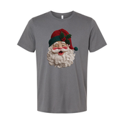 Unisex Christmas T Shirt With Santa Face And Holly Hat Design For Holiday Cheer
