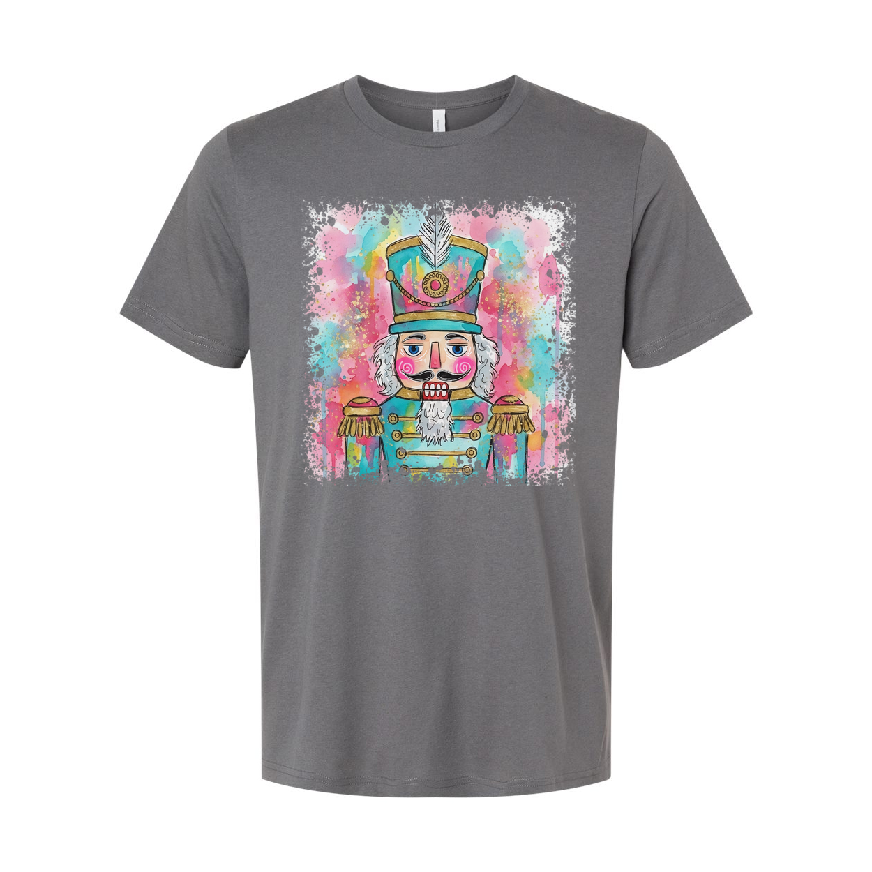 Colorful Watercolor Nutcracker Soldier Graphic T Shirt For Unisex Christmas Celebration