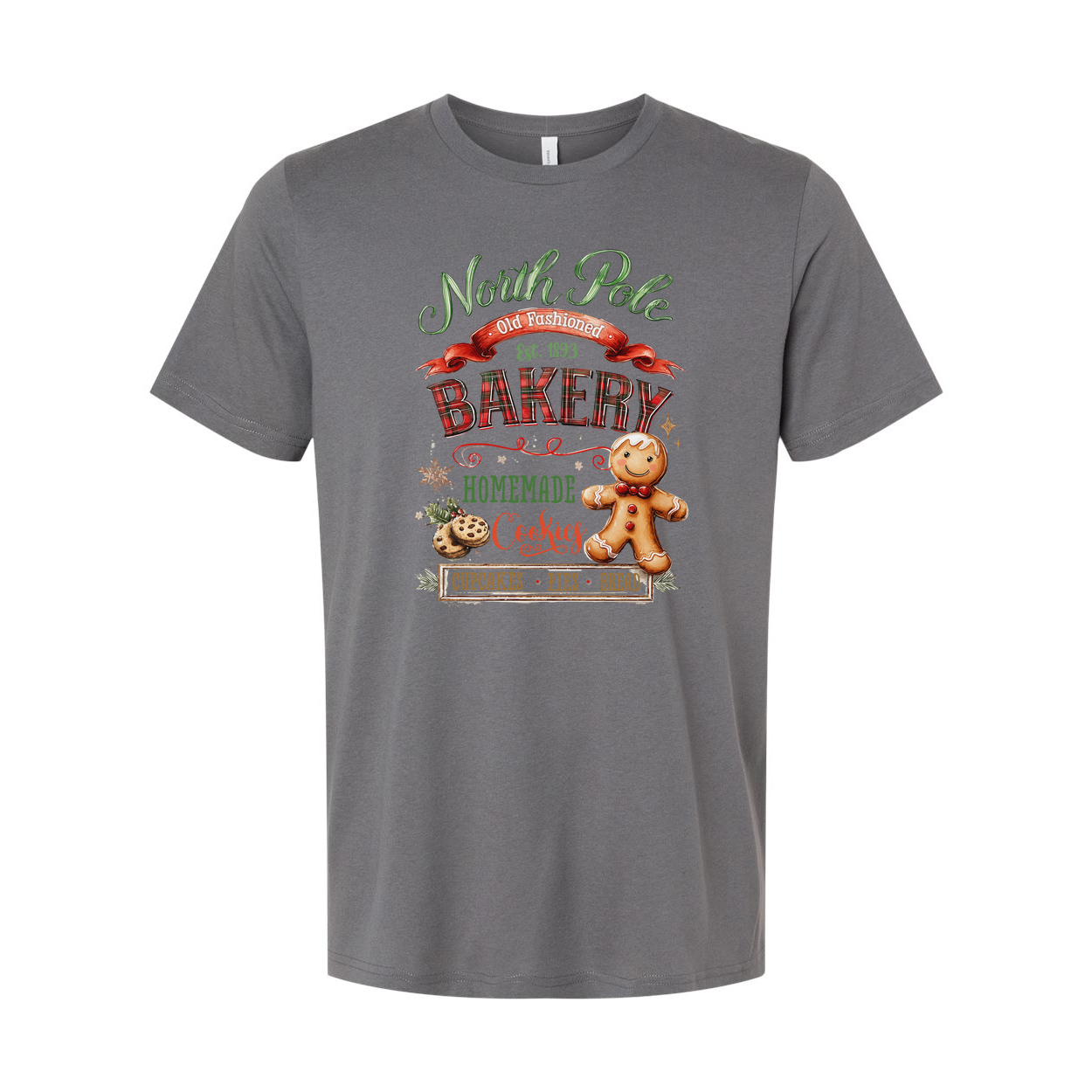 North Pole Bakery Christmas Tee With Homemade Cookies And A Fun Gingerbread Man Delight