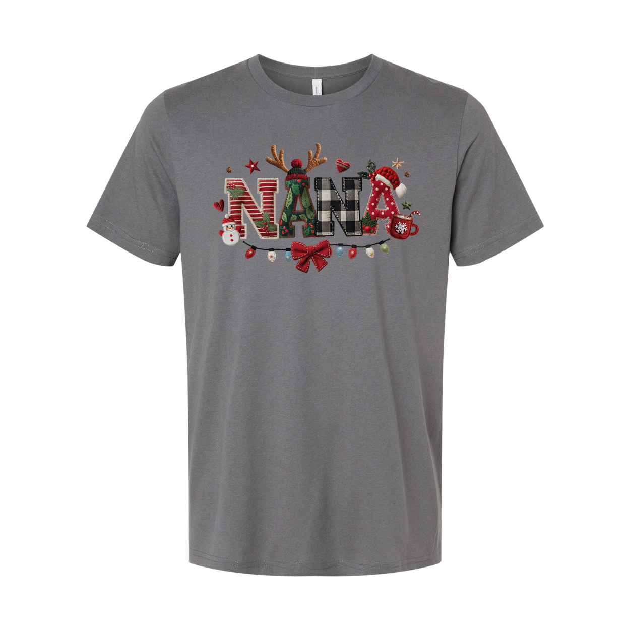 Nana Christmas Graphic T Shirt Unisex With Festive Lettering And Holiday Icons Motif