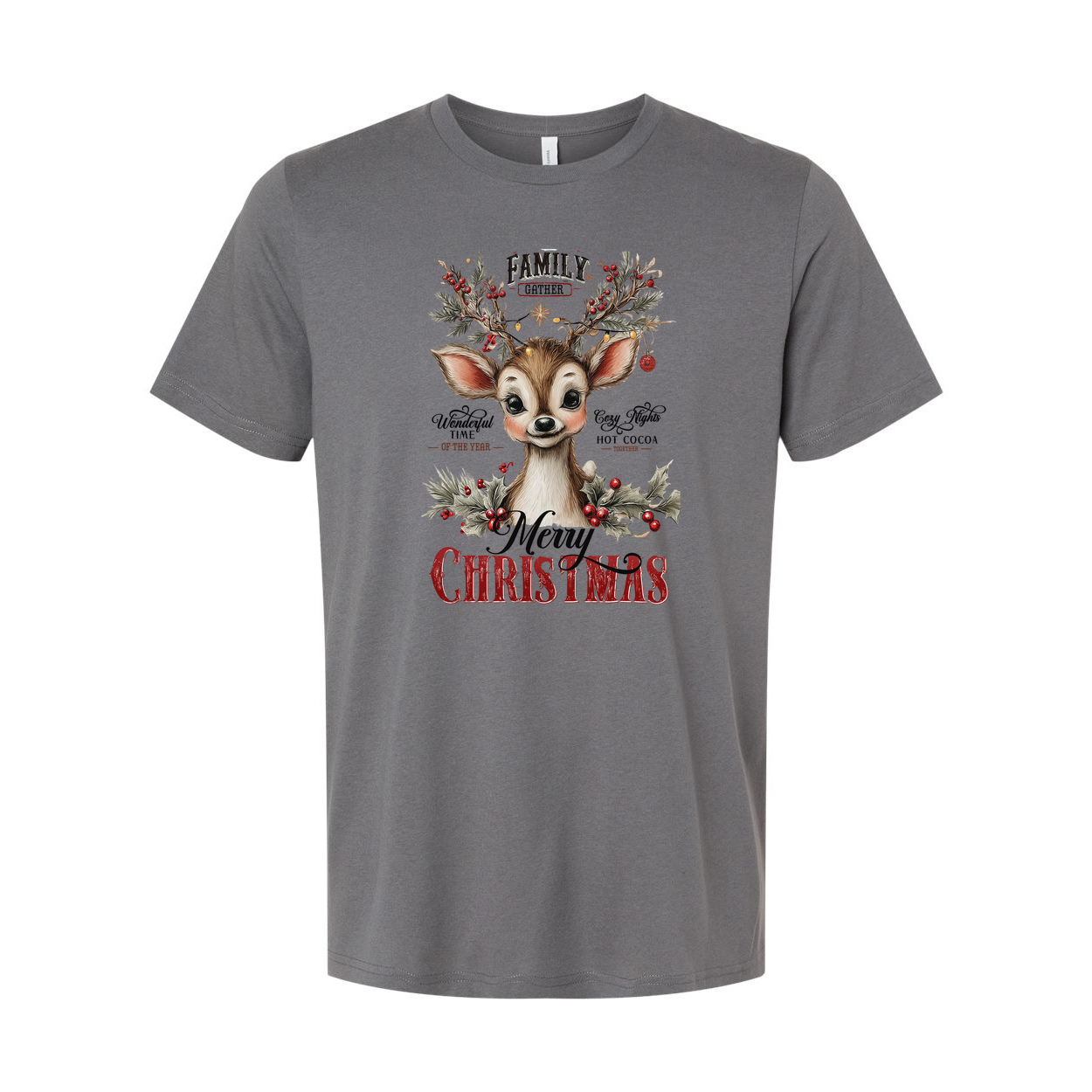 Unisex Merry Christmas Graphic T Shirt Featuring Cute Reindeer Holiday Illustration