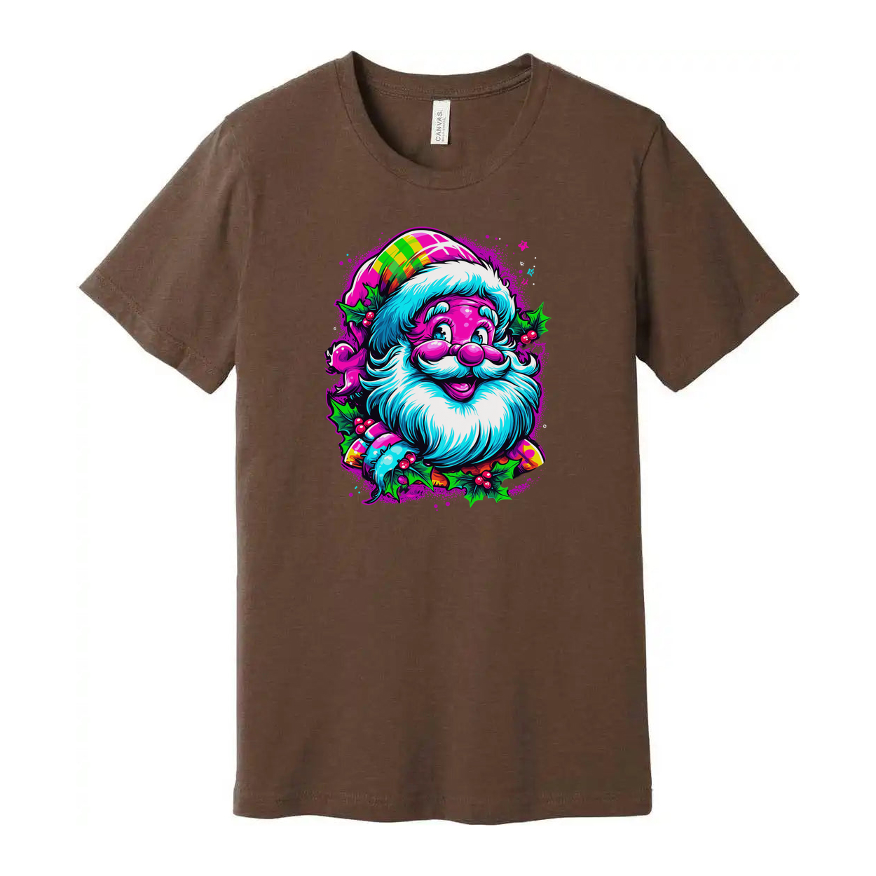 Colorful Santa Christmas Graphic T Shirt For Unisex