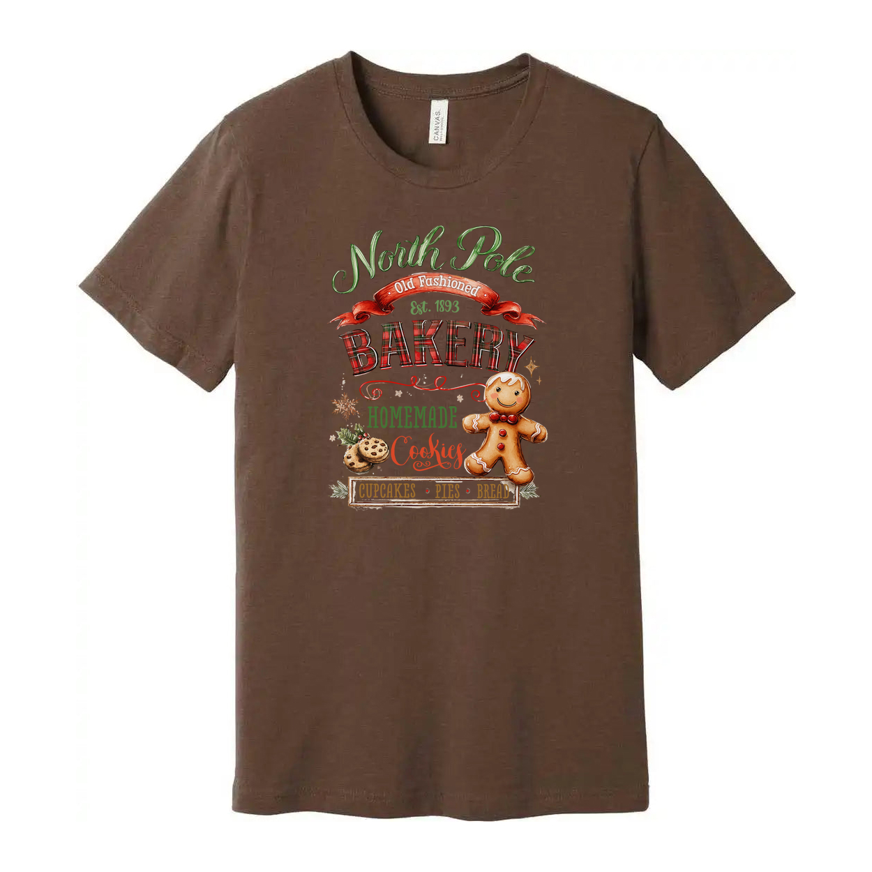 North Pole Bakery Christmas Tee With Homemade Cookies And A Fun Gingerbread Man Delight
