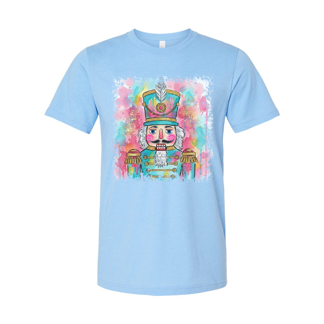 Colorful Watercolor Nutcracker Soldier Graphic T Shirt For Unisex Christmas Celebration