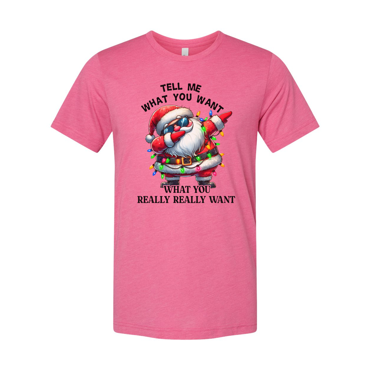 Unisex Santa Claus Christmas T Shirt With Colorful Christmas Lights Graphic Tee For Holidays