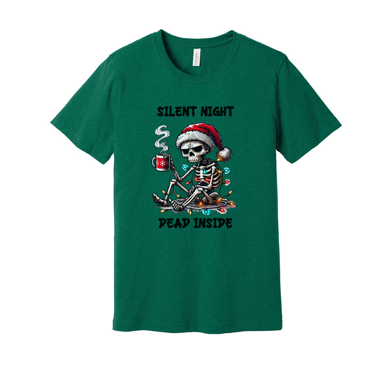 Silent Night Dead Inside Skeleton Santa Graphic T Shirt For Unisex Christmas Holiday