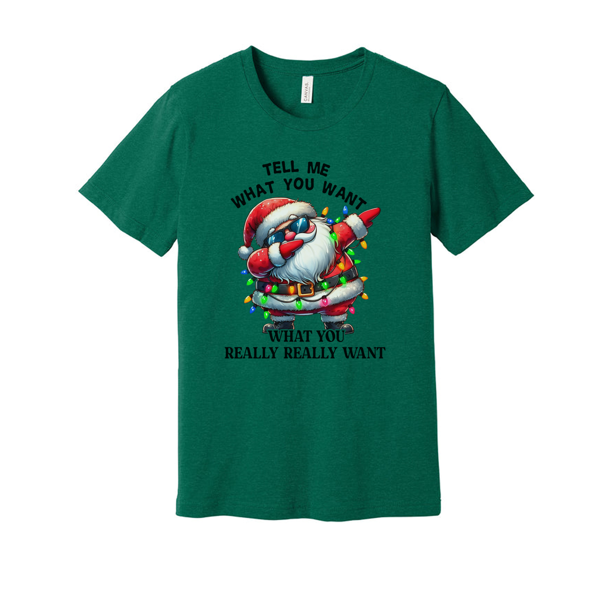 Unisex Santa Claus Christmas T Shirt With Colorful Christmas Lights Graphic Tee For Holidays