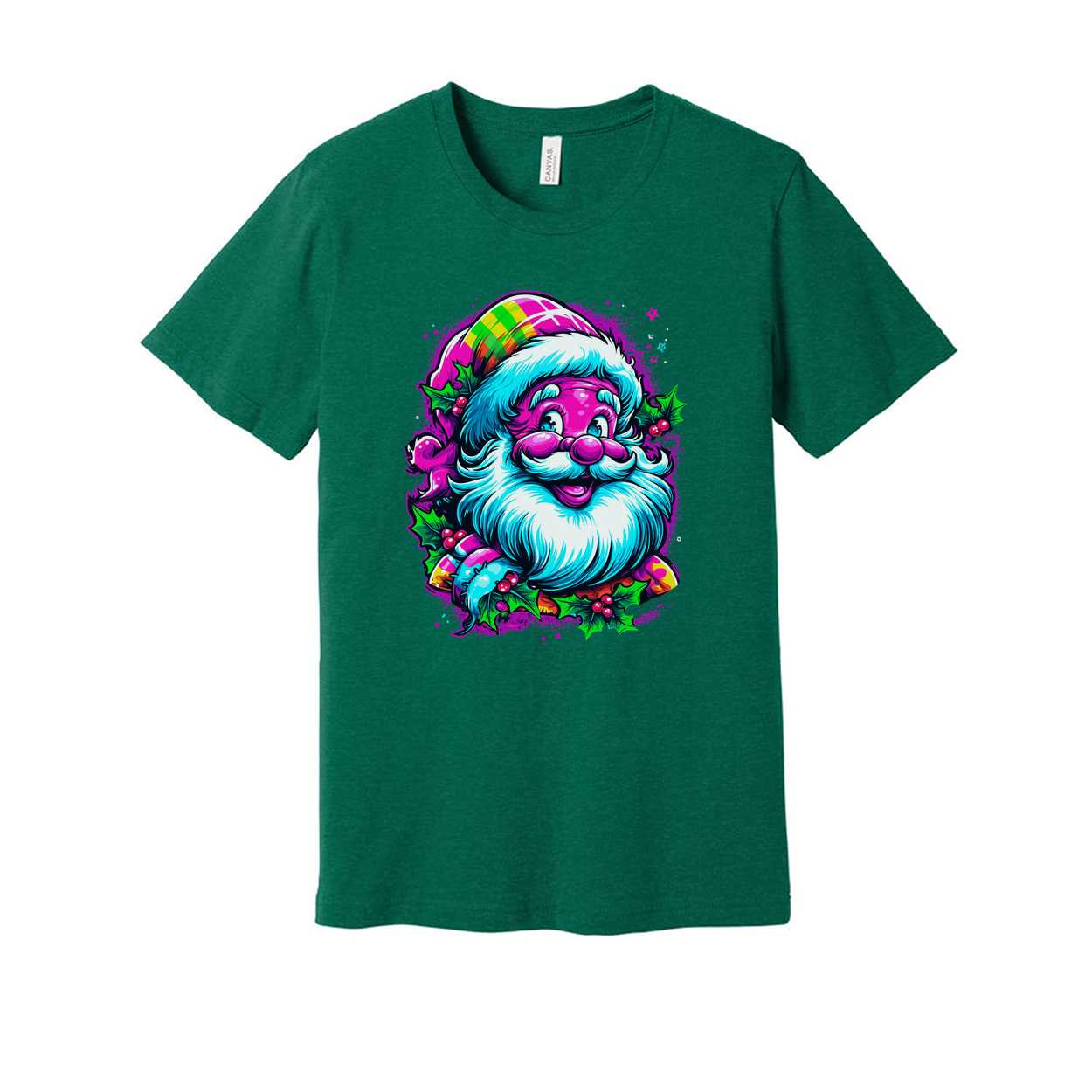 Colorful Santa Christmas Graphic T Shirt For Unisex