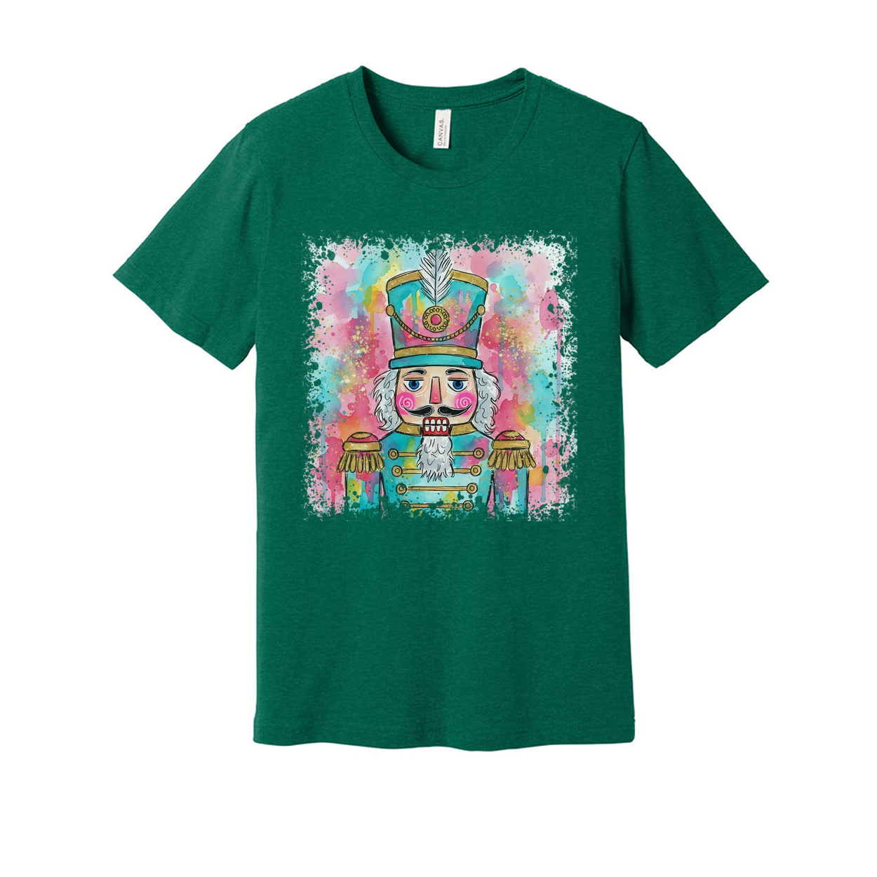 Colorful Watercolor Nutcracker Soldier Graphic T Shirt For Unisex Christmas Celebration
