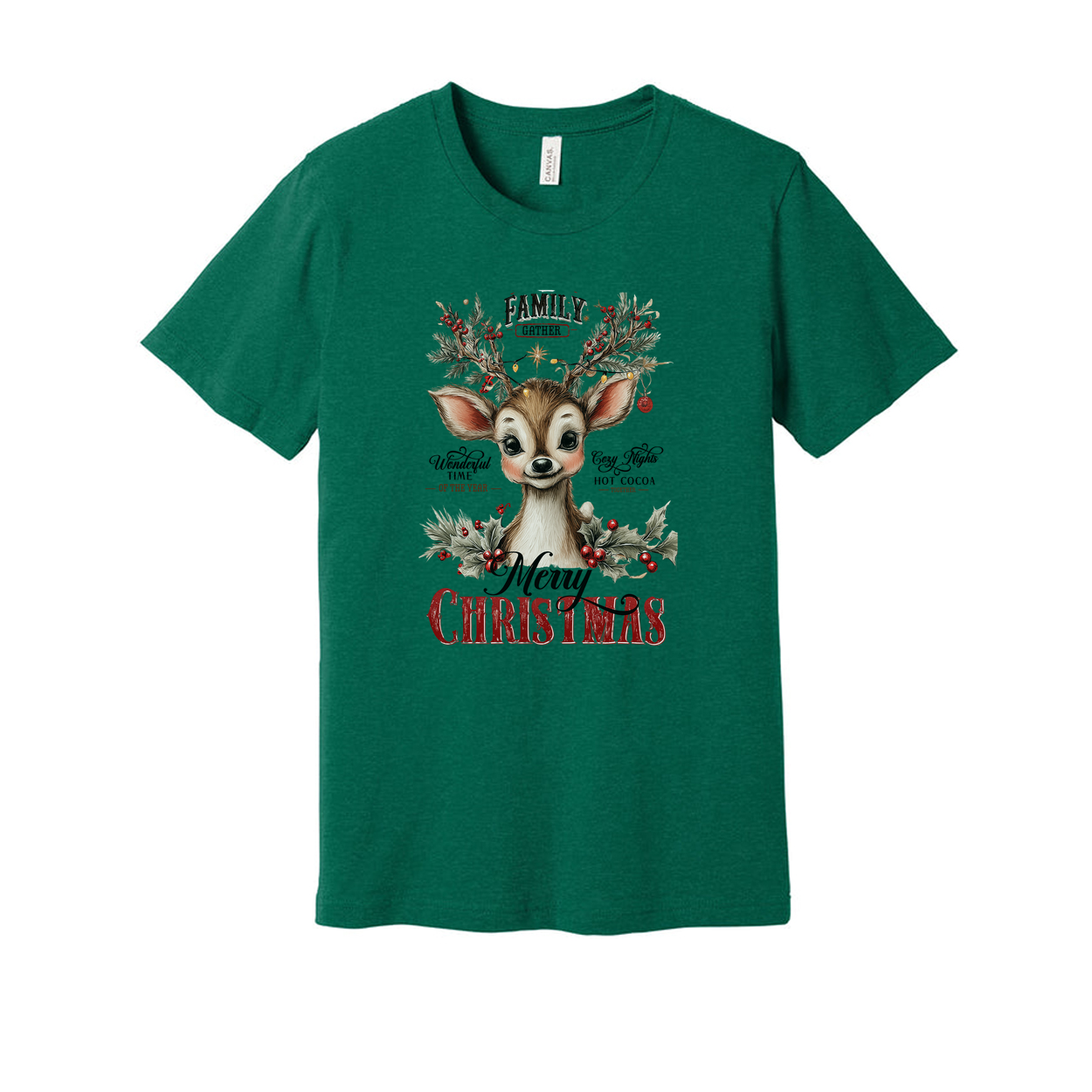 Unisex Merry Christmas Graphic T Shirt Featuring Cute Reindeer Holiday Illustration