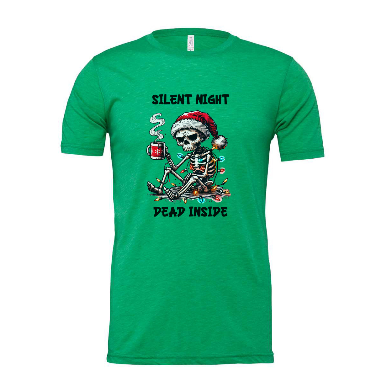 Silent Night Dead Inside Skeleton Santa Graphic T Shirt For Unisex Christmas Holiday