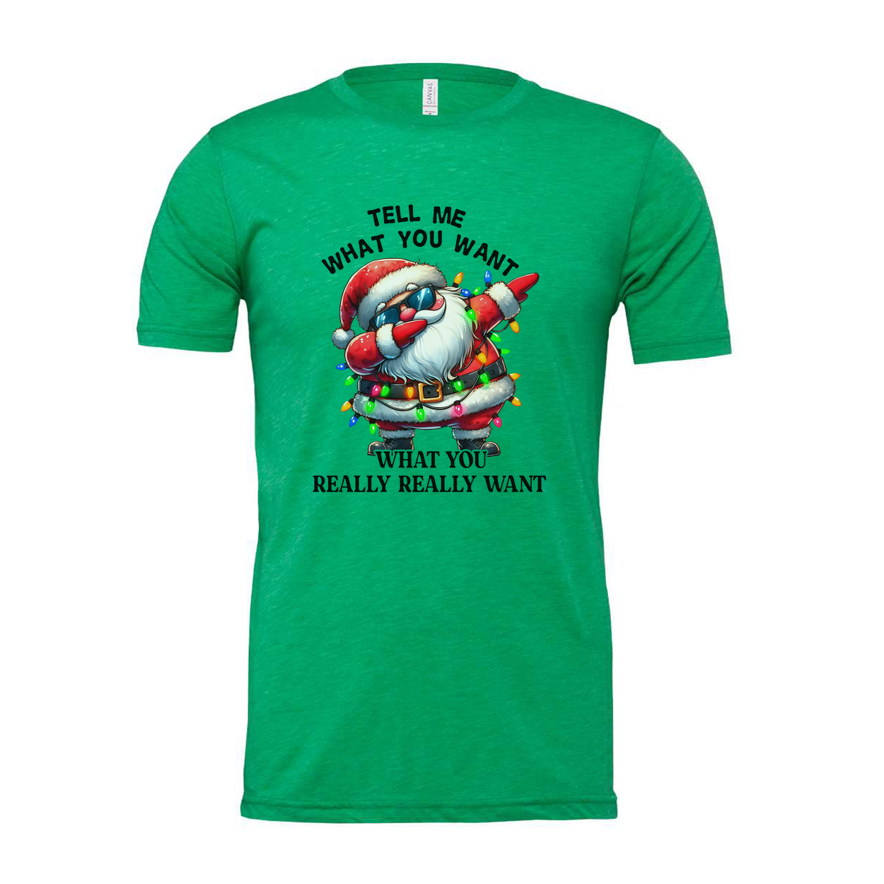 Unisex Santa Claus Christmas T Shirt With Colorful Christmas Lights Graphic Tee For Holidays