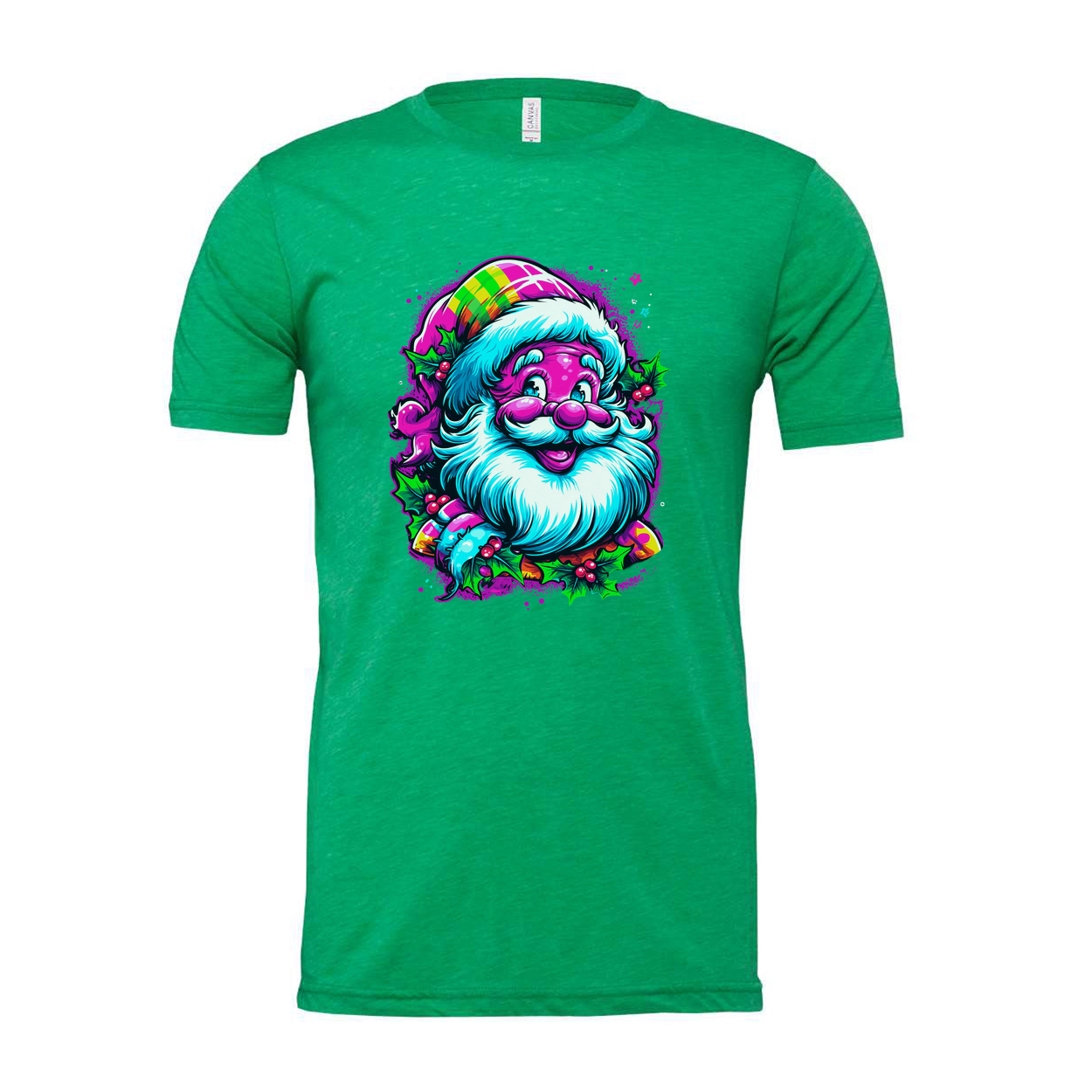 Colorful Santa Christmas Graphic T Shirt For Unisex