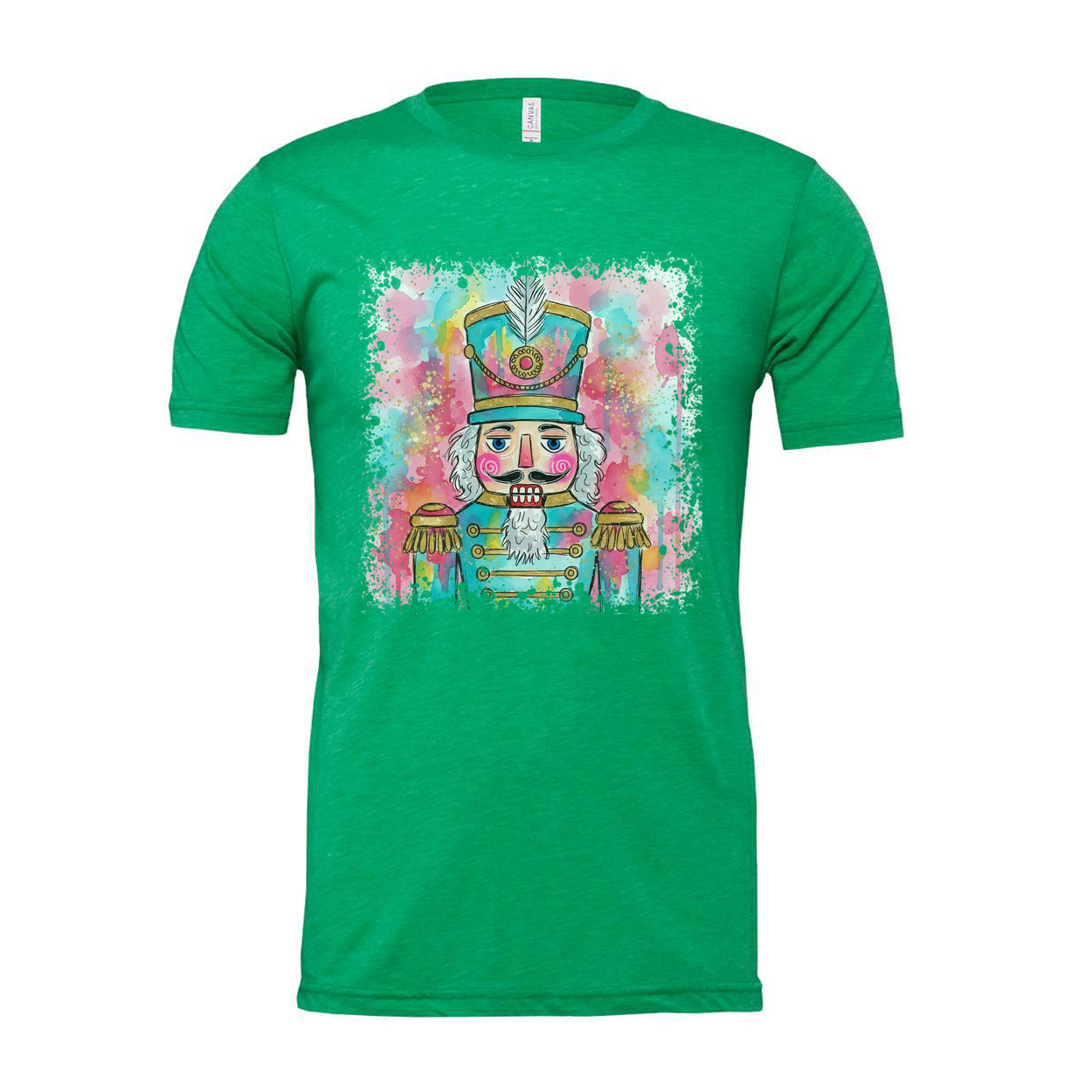 Colorful Watercolor Nutcracker Soldier Graphic T Shirt For Unisex Christmas Celebration