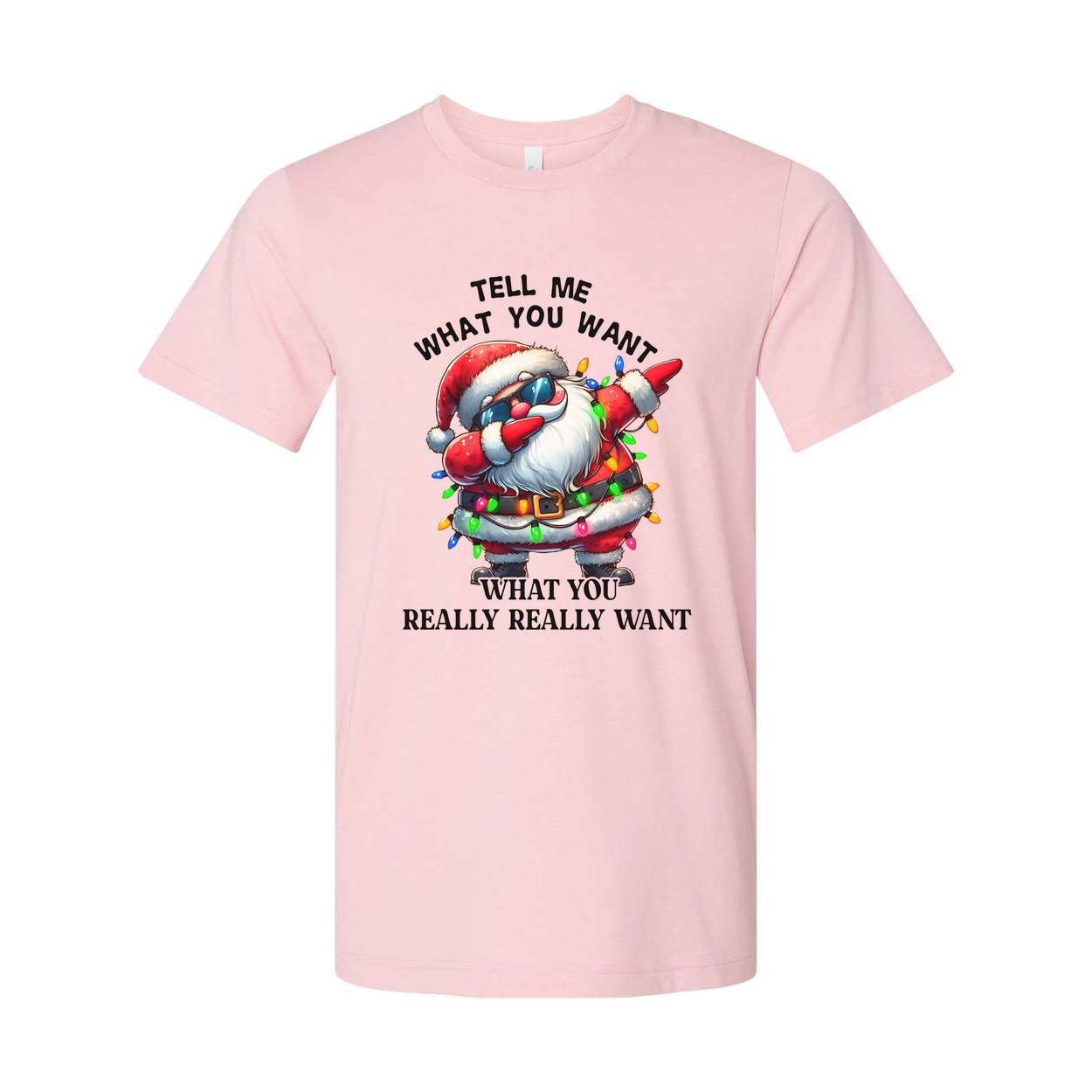Unisex Santa Claus Christmas T Shirt With Colorful Christmas Lights Graphic Tee For Holidays