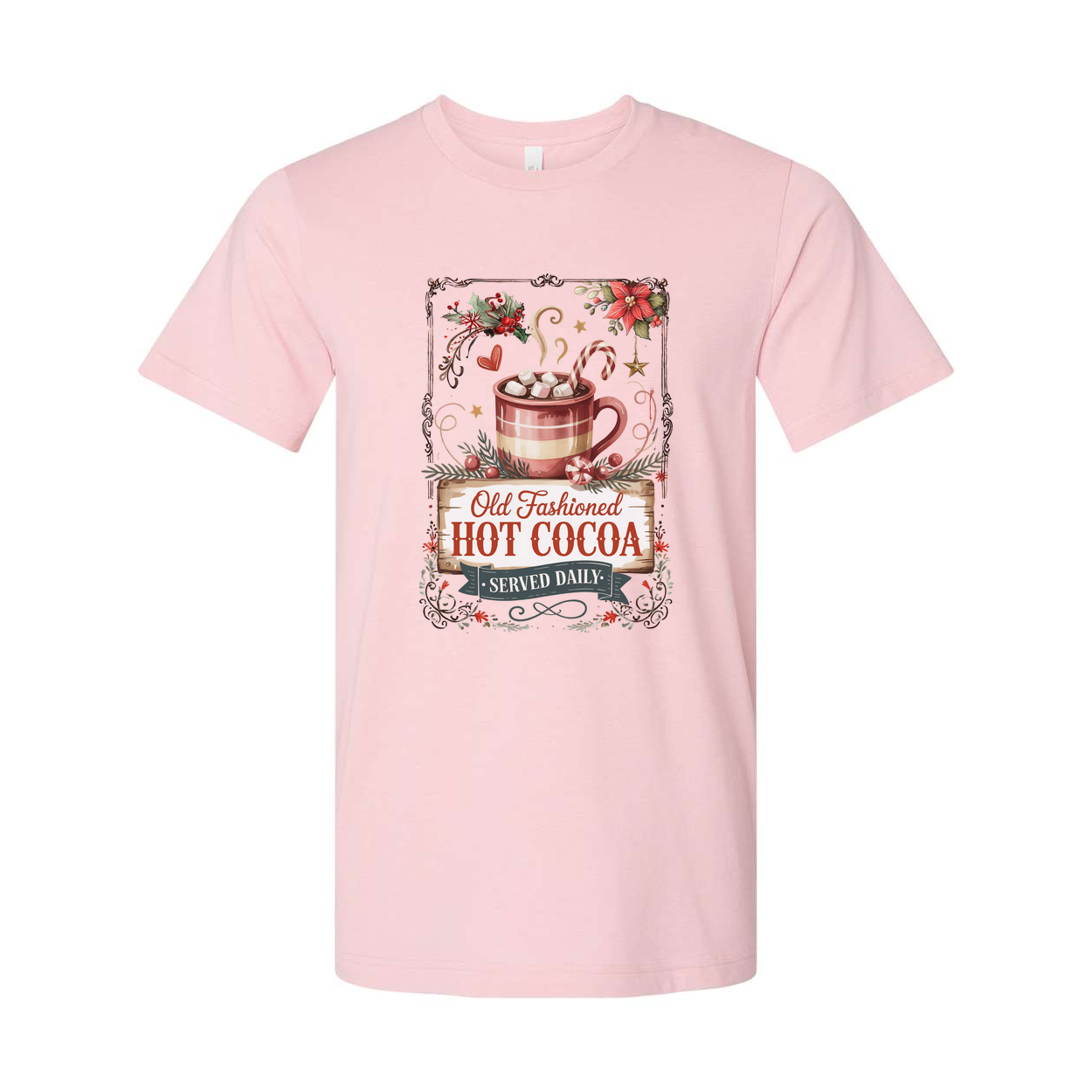 Unisex Old Fashioned Hot Cocoa Graphic T Shirt With Vintage Cup Design And Seasonal Holiday Style