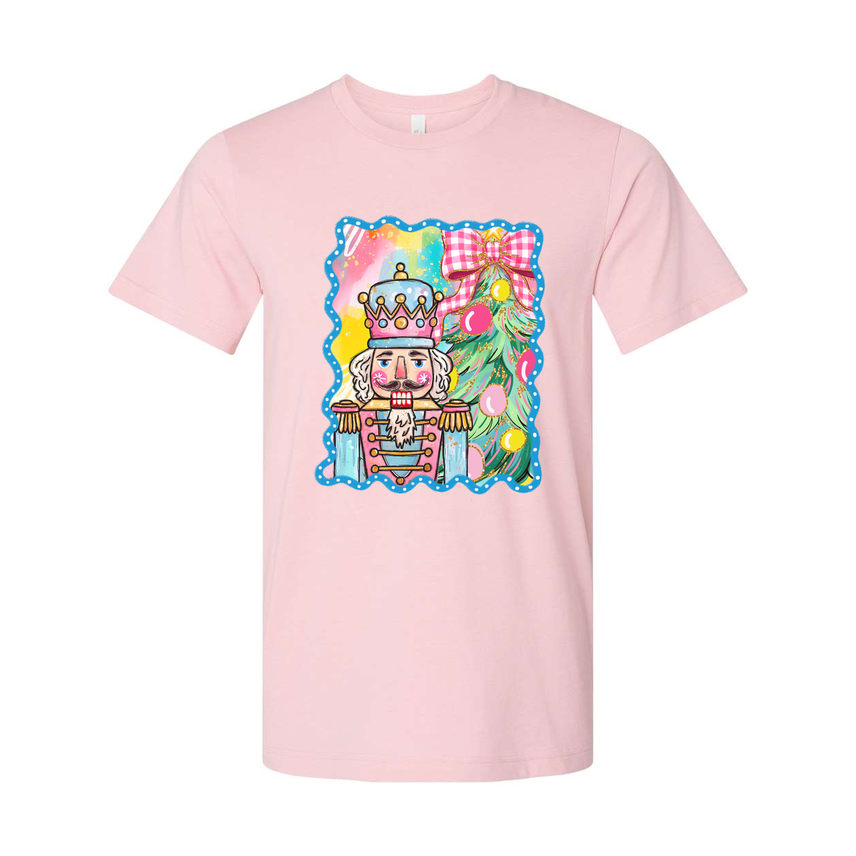 Colorful Unisex Nutcracker And Christmas Tree Graphic T Shirt For Holiday Festive Wear