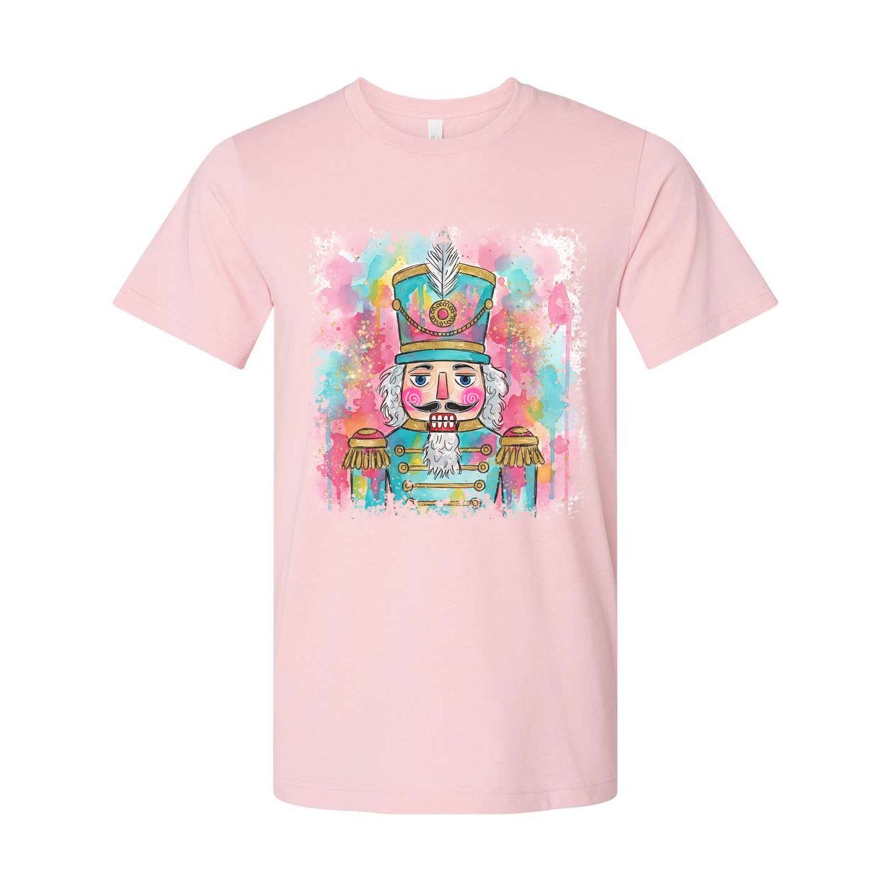 Colorful Watercolor Nutcracker Soldier Graphic T Shirt For Unisex Christmas Celebration