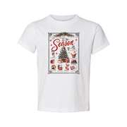 Christmas Themed Unisex T Shirt With Tis The Season Graphic Featuring Christmas Tree Santa And Gifts