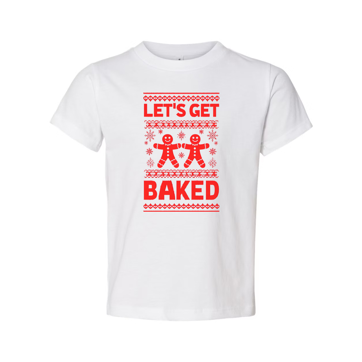 Let's Get Baked Christmas Unisex T Shirt With Gingerbread Figures Festive Graphic Tee