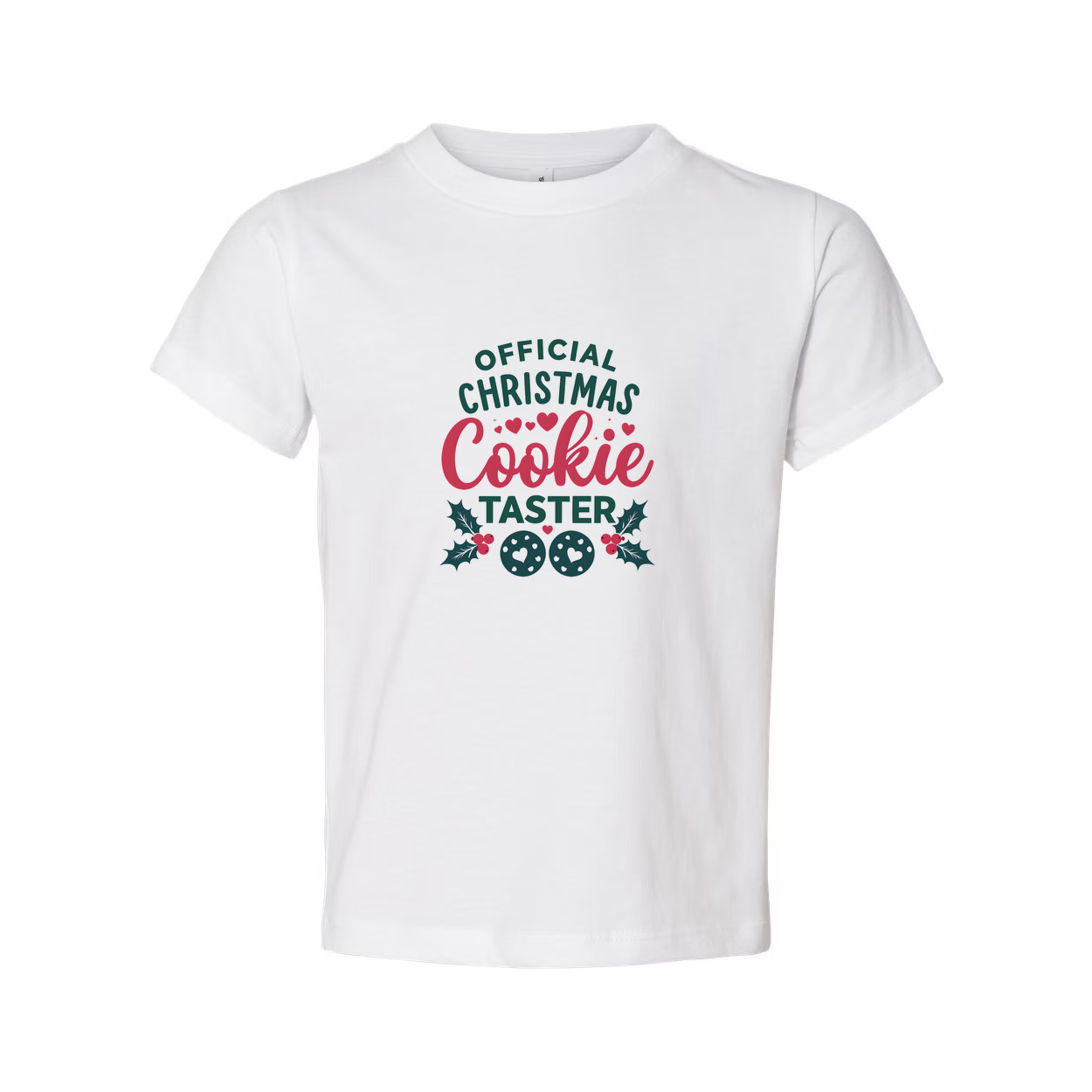 Official Christmas Cookie Taster Unisex T Shirt With Festive Cookie Graphic And Holly Accents