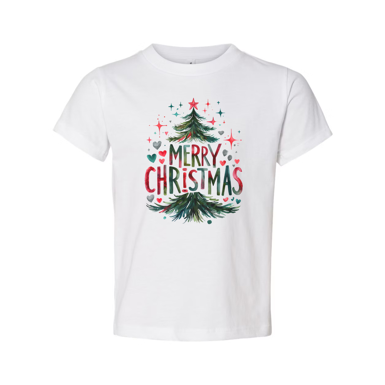 Merry Christmas Graphic T Shirt For Unisex Adults White Tee With Christmas Tree Design