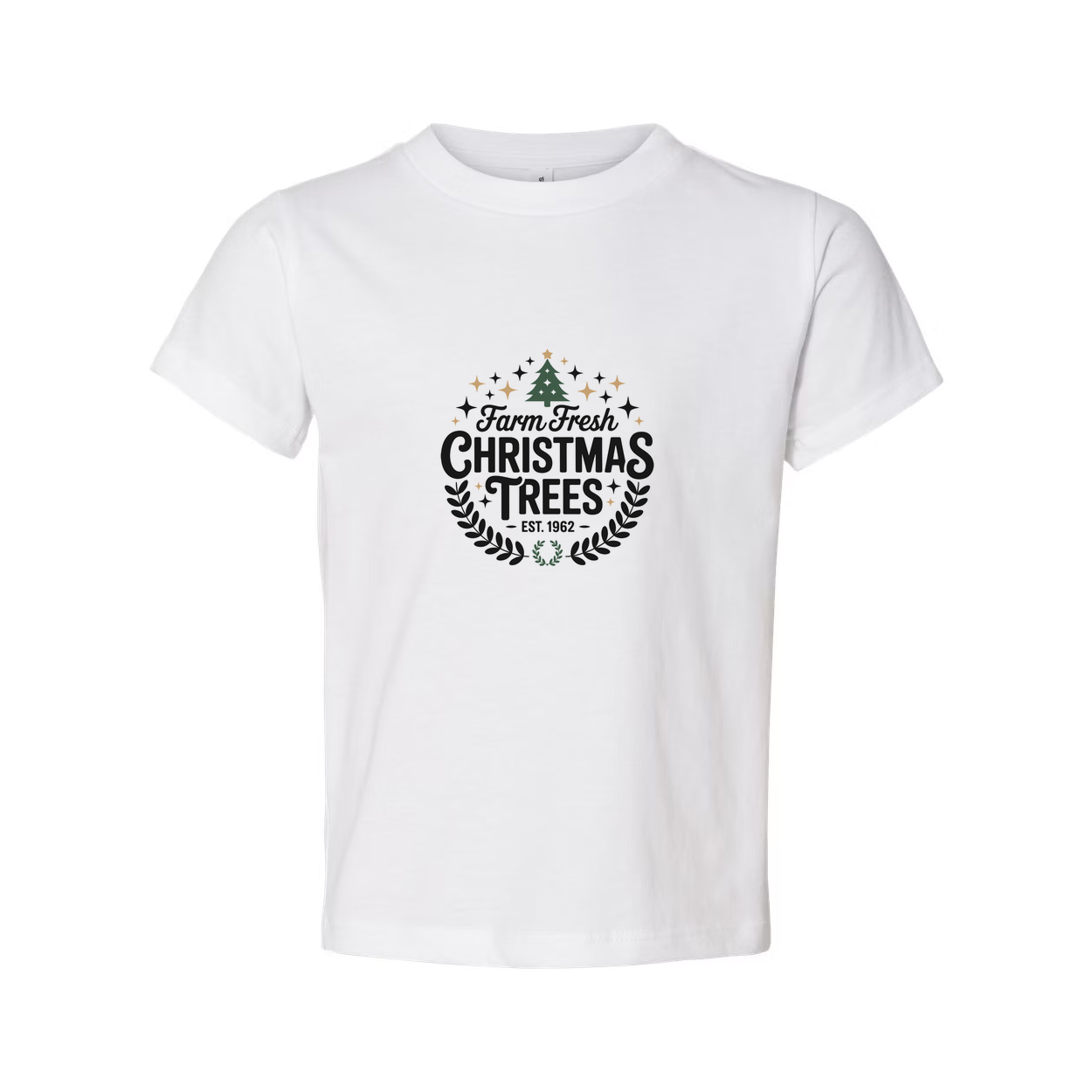 Farm Fresh Christmas Trees Unisex Graphic Tee With Classic Laurel Wreath Logo Est. 1962