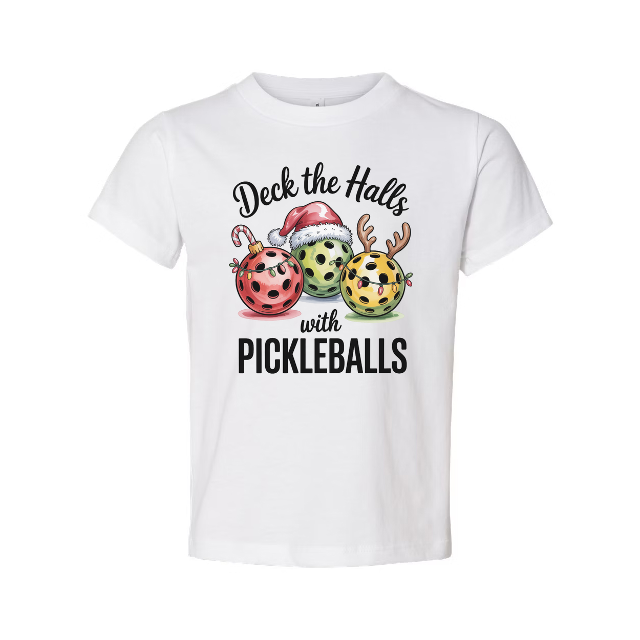 Deck The Halls With Pickleballs Unisex Christmas Graphic T Shirt For The Holidays