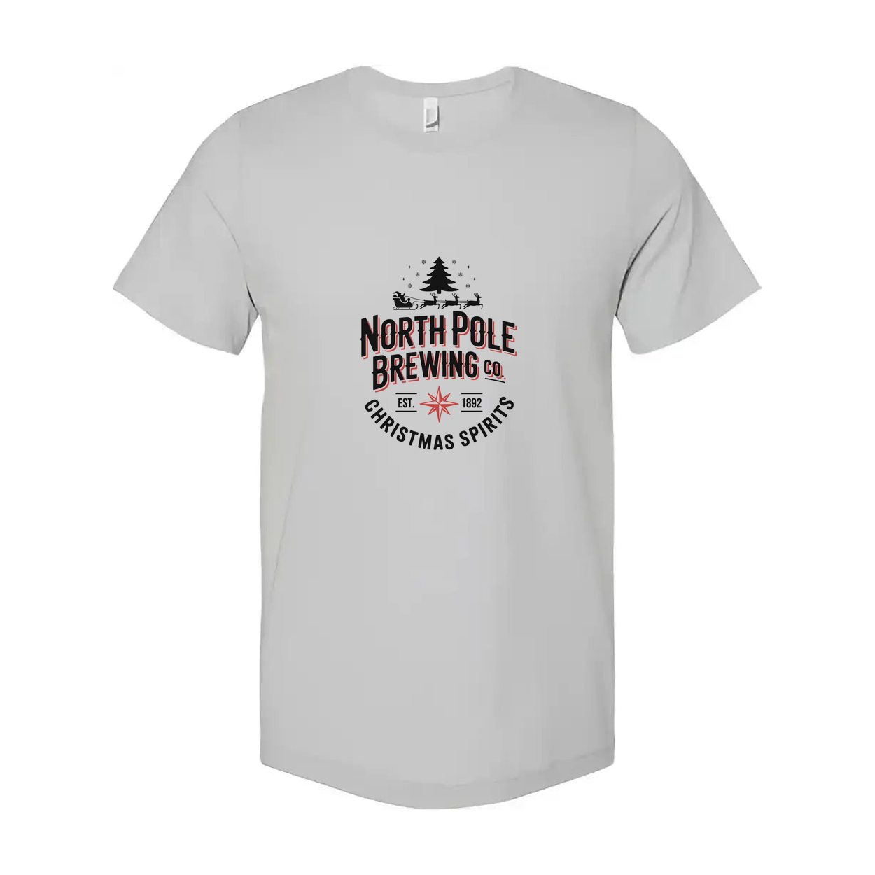 North Pole Brewing Co Christmas Spirits Unisex T Shirt With Holiday Logo Design Graphic