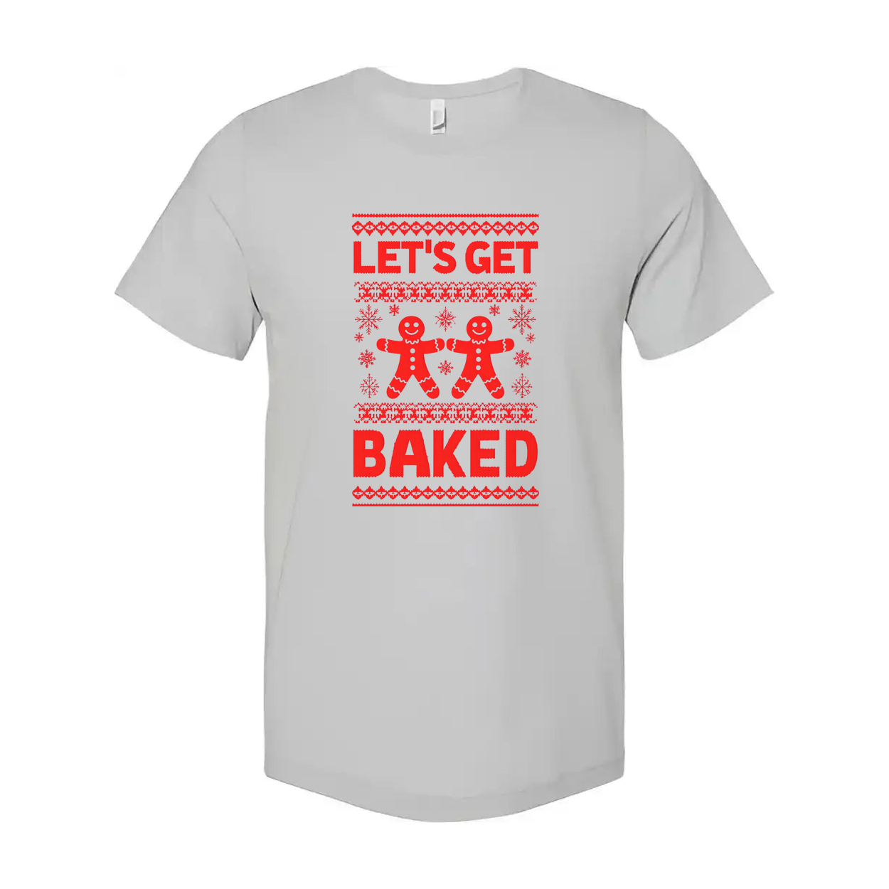 Let's Get Baked Christmas Unisex T Shirt With Gingerbread Figures Festive Graphic Tee