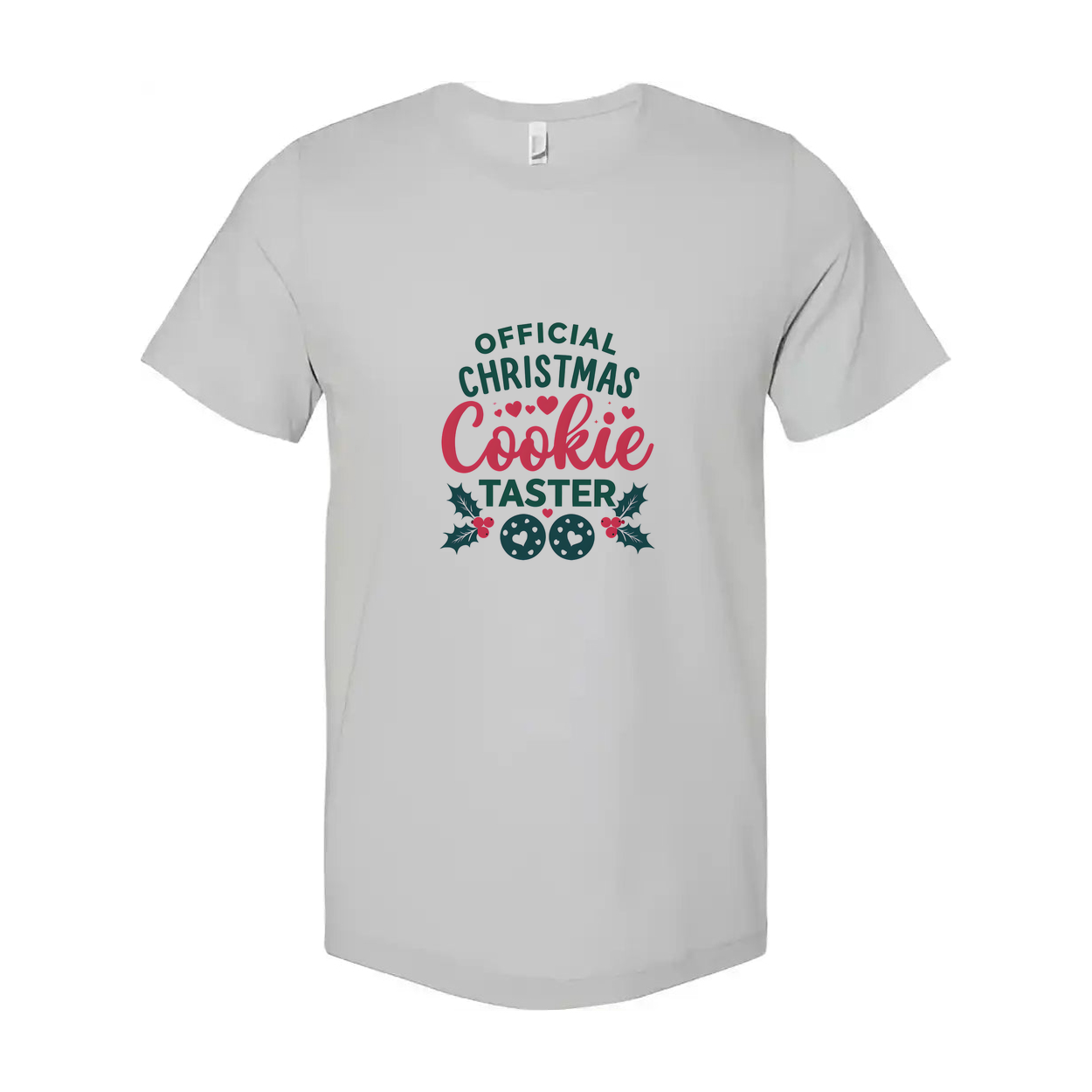 Official Christmas Cookie Taster Unisex T Shirt With Festive Cookie Graphic And Holly Accents