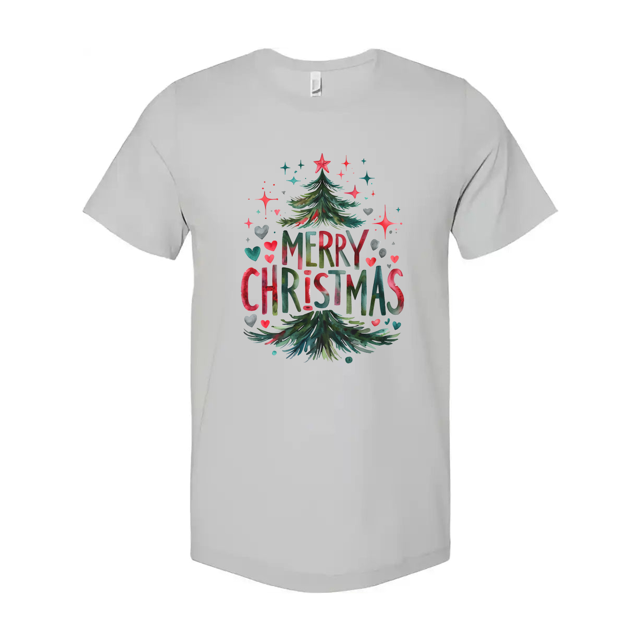 Merry Christmas Graphic T Shirt For Unisex Adults White Tee With Christmas Tree Design