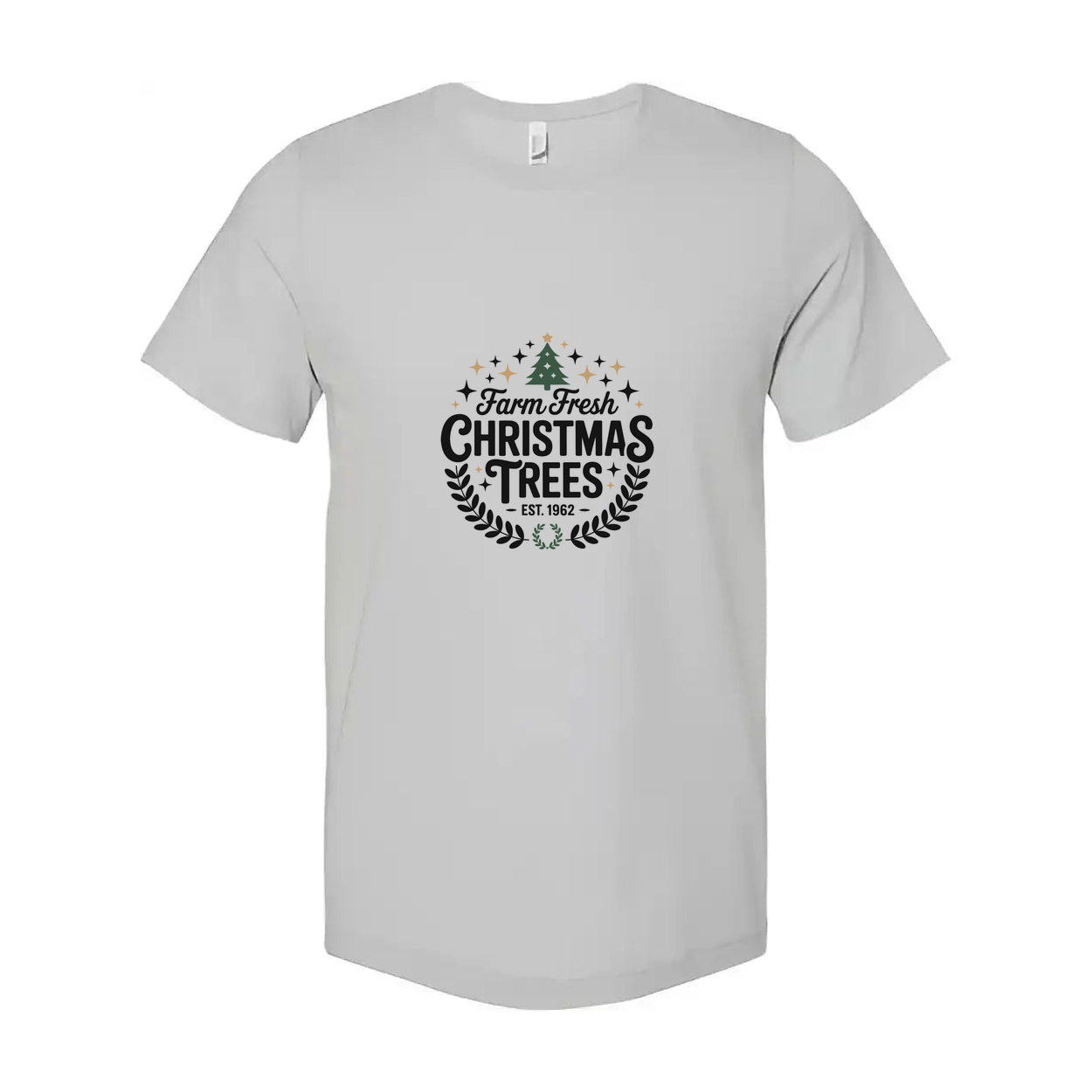 Farm Fresh Christmas Trees Unisex Graphic Tee With Classic Laurel Wreath Logo Est. 1962