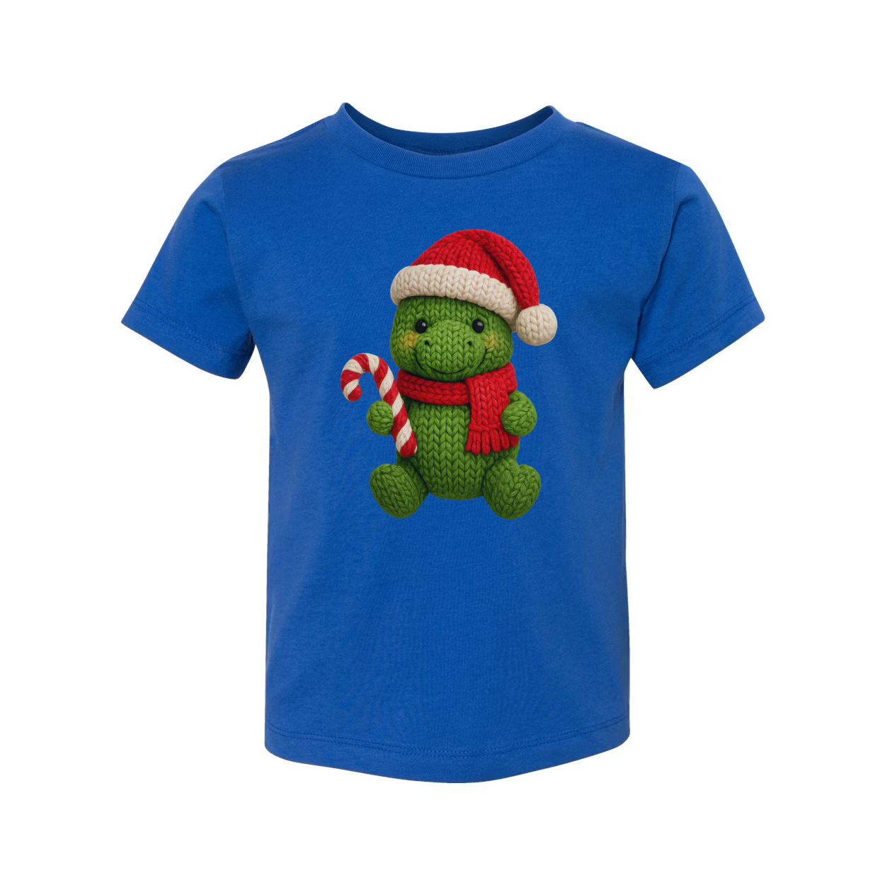 Green Knit Turtle Christmas T Shirt With Santa Hat And Candy Cane Design For Holiday