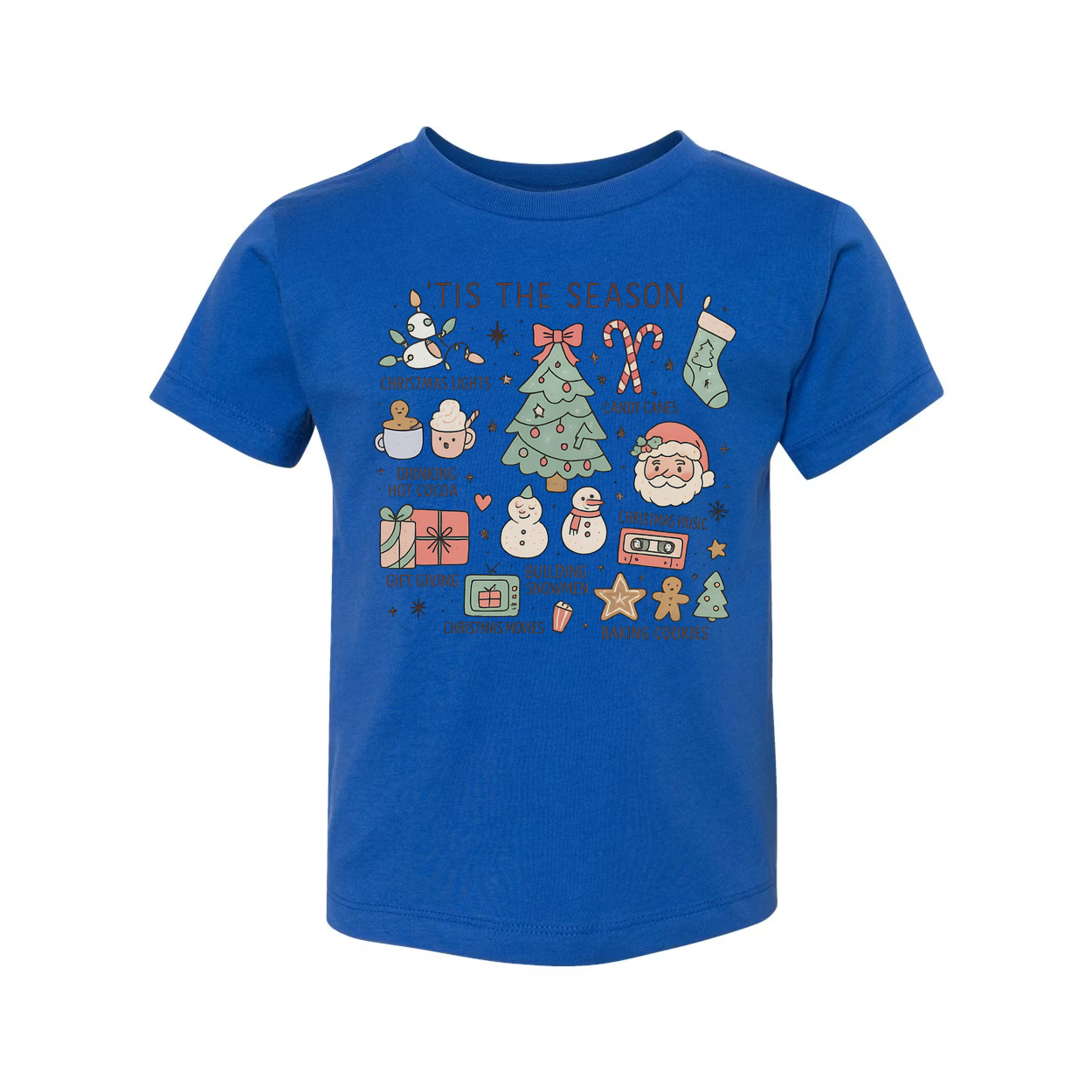 Tis The Season Christmas Unisex T Shirt With Tree And Holiday Icons Graphic Tee Festive