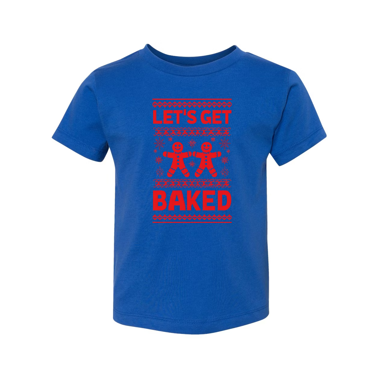 Let's Get Baked Christmas Unisex T Shirt With Gingerbread Figures Festive Graphic Tee